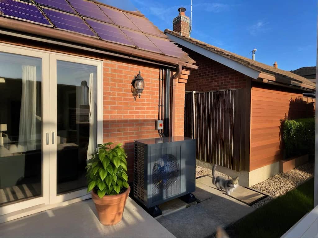 solar + heat pump in the UK UK house with solar PVT heat pump